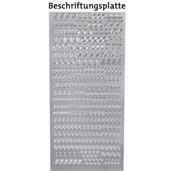 ABC | abc | 123 geschwungen Höhe 5-7  mm silber