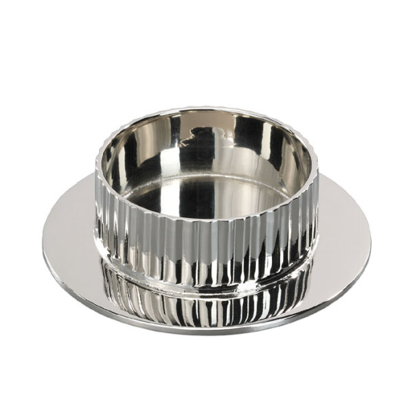 Kerzenhalter silber mit gerilltem Rand D 6cm