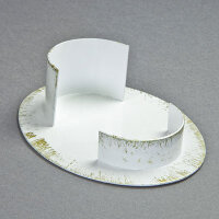 Kerzenhalter Metall/Messing, weiß-gold 9x6cm oval