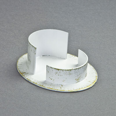 Kerzenhalter Metall/Messing, weiß-gold 7x5cm oval