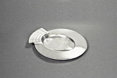 Kerzenteller silber, Messing/Metall 7x5cm innen