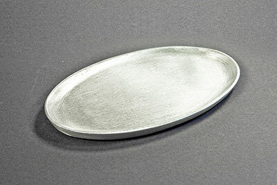 Kerzenteller Metall/Aluminium , silber 17x10cm oval