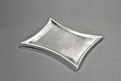 Kerzenteller silber, Messing/Metall 11x7cm konkav
