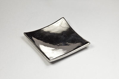 Kerzenteller silber 9x9cm - Keramik