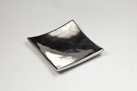 Kerzenteller silber 9x9cm - Keramik