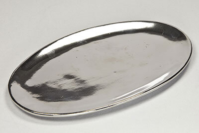 Kerzenteller silber 20x11cm - Keramik