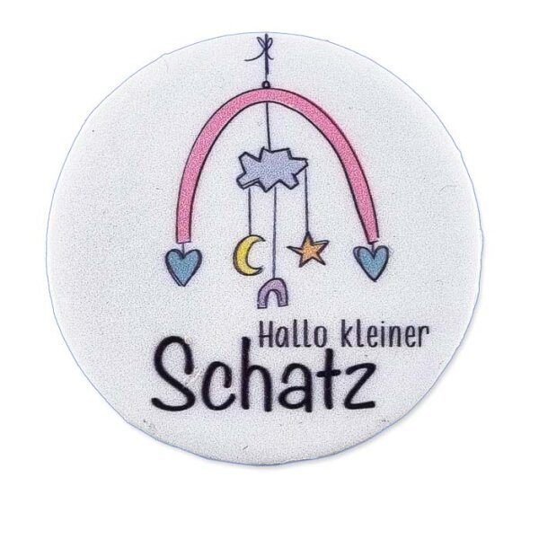 Wachsmotiv rundes Wachsbild Hallo kleiner Schatz 5,7 cm