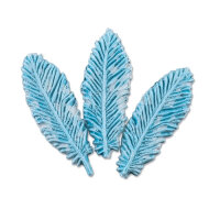 Wachsmotiv Federn hellblau 3,7 cm x 1,2 cm, 3 Stk
