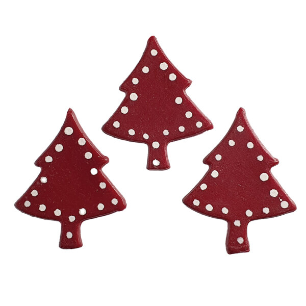 Wachsmotiv Tannenbaum bordeaux mit weißen Punkten, 3St.