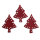 Wachsmotiv Tannenbaum bordeaux mit weißen Punkten, 3St.