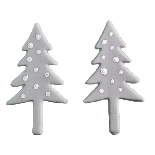 Wachsmotiv Tannenbaum hellgrau mit weißen Punkten, 2St.