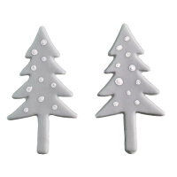 Wachsmotiv Tannenbaum hellgrau mit weißen Punkten,...
