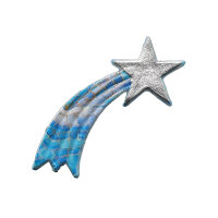 Verzierwachs Komet Steinmosaik blau- silber 6,5x2,6cm