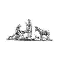 Wachsmotiv Heilige Familie silber 5,7x2,1cm
