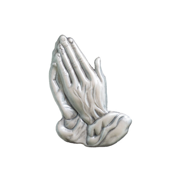 Wachsmotiv Betende Hände perlmutt-grau-patiniert 8x3,8cm