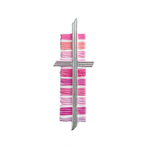 Wachsmotiv Kreuz mit Hintergrund pink-rosa 11,3x4cm