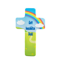 Wachsmotiv Kreuz mit Landschaft u. Regenbogen 9,7x6cm