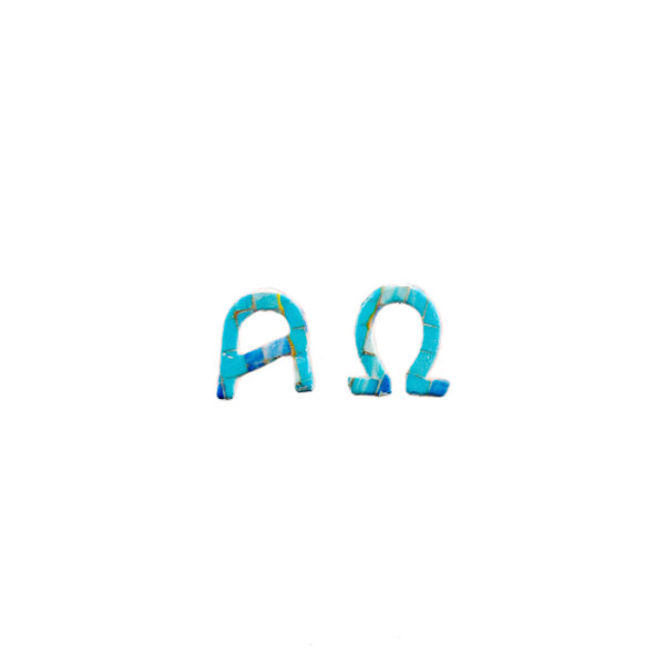Wachsmotiv Alpha + Omega blau-türkis | 2x1,5cm