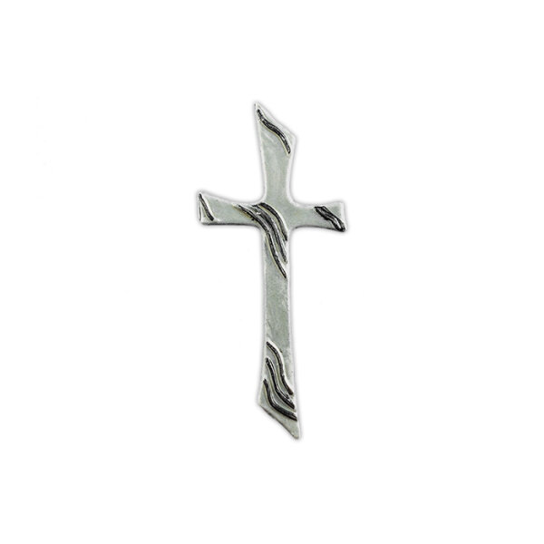 Wachsmotiv Trauerkerze -  Graues Kreuz mit schwarzen Wellen