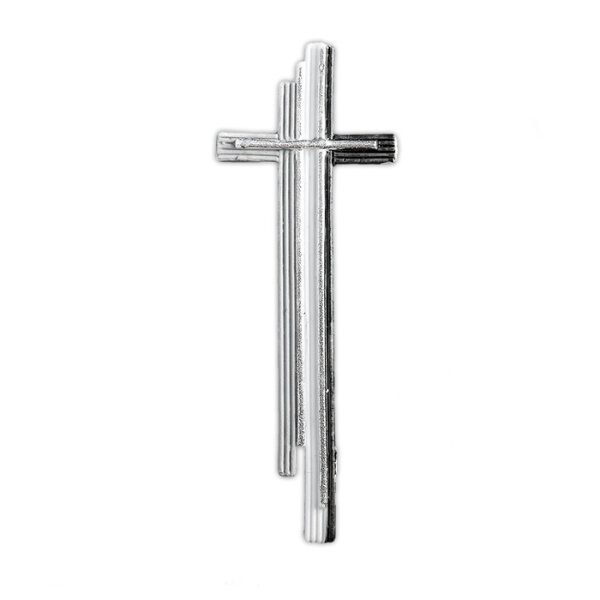 Wachsmotiv Trauerkerze -  Trauerkreuz weiß grau schwarz silber