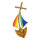 Wachsmotiv Schiff mit bunten Segeln und Kreuz
