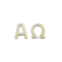 Verzierwachs Alpha & Omega Symbol weiß- gold