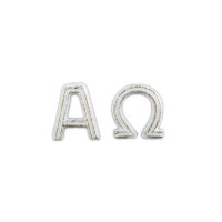 Wachsmotiv Alpha & Omega Symbol weiß- silber
