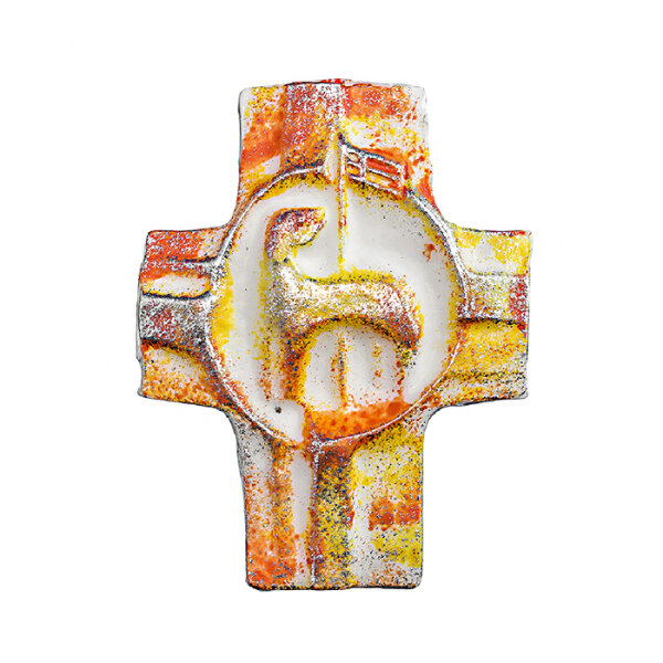 Wachsmotiv Sonniges Osterkreuz mit Lamm