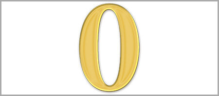 Wachszahl 0 - einzeln, Gold 22mm