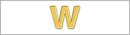 Wachsbuchstabe W - einzeln, Gold 8mm