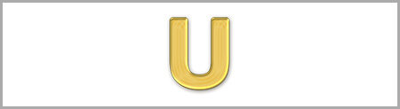Wachsbuchstabe U - einzeln, Gold 8mm