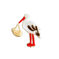 Wachsmotiv Taufkerze - Storch mit Baby, handbemalt