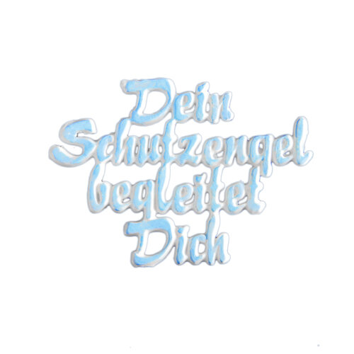 Verzierwachs Taufkerze - Dein Schutzengel begleitet Dich - hellblau