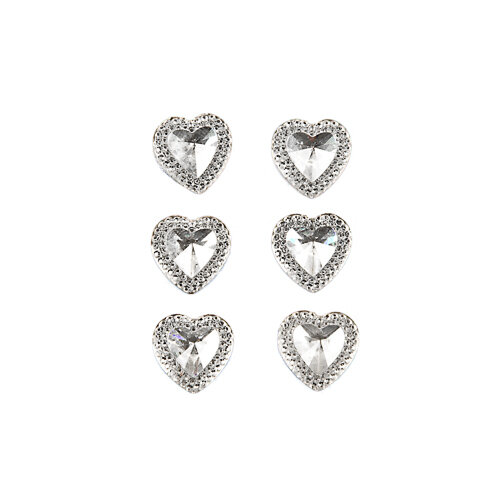 Kristallherzen mit Diamant-Rand, 6 St. selbstklebend
