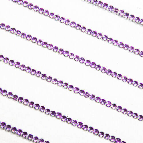 Schmucksteine lila, 3mm - 6 Streifen, selbstklebend