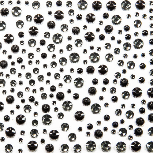 Schmucksteine 2,3,4 und 5mm, 325 St.hellgrau und schwarz