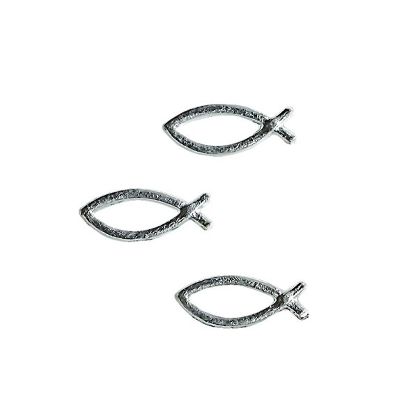 Wachsmotiv Kommunionkerze - Fische innen offen, silber, 3 St.