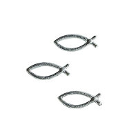 Wachsmotiv Kommunionkerze - Fische innen offen, silber, 3...