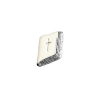 Wachsmotiv Kommunionkerze - Bibel, Messbuch silber