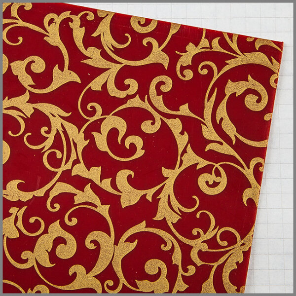 Wachsplatten Floraler Barock karminrot-bronze - 10x20cm
