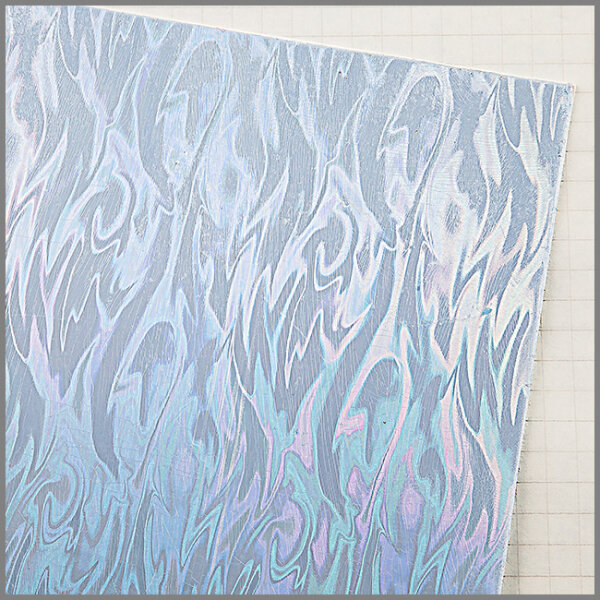 Wachsplatten Holografische Wellen - hellblau - 10x20cm