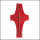 Wachsmotiv Kreuz mit Alpha u. Omega, rot-gold