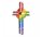 Wachsmotiv Plastisch gestaltetes Kreuz mit Regenbogenfarben