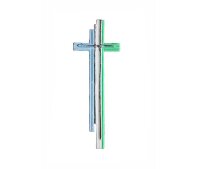 Wachsmotiv Kreuz in hellblau-weiß-türkis mit...