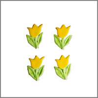 Wachsmotiv Tulpen gelb, 4St., zum Kerzen verzieren