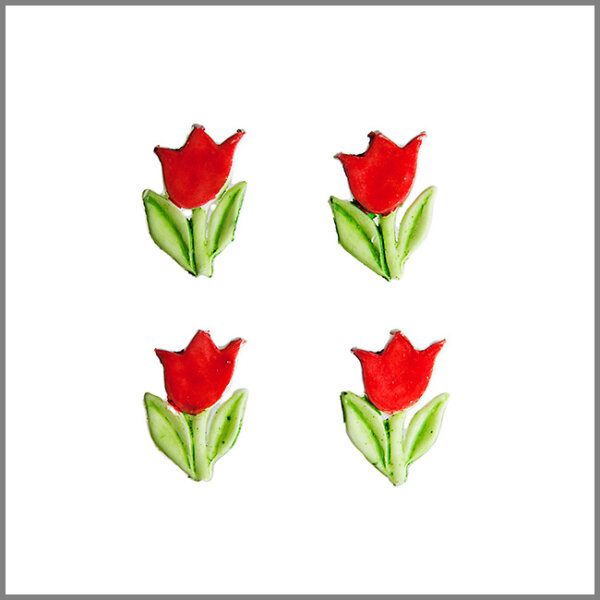 Wachsmotiv Tulpen rot, 4St., zum Kerzen verzieren