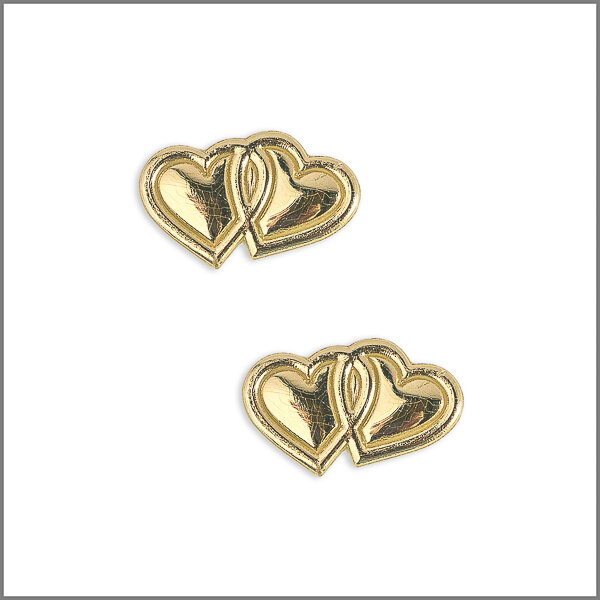 Wachsmotiv Hochzeitskerze - Doppelherz 15x26mm gold, 2 St.