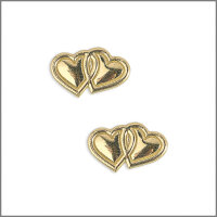 Wachsmotiv Hochzeitskerze - Doppelherz 15x26mm gold, 2 St.