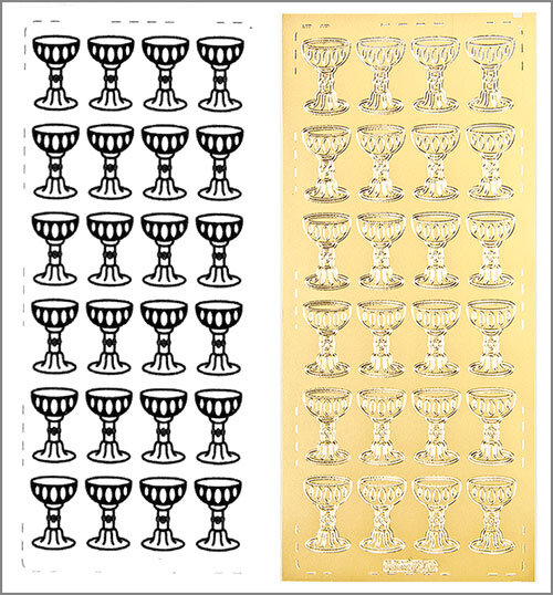 Sticker Kelche gold, zum Kerzen verzieren