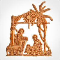 Wachsmotiv Weihnachtskerzen - Heilige Familie braun bemalt